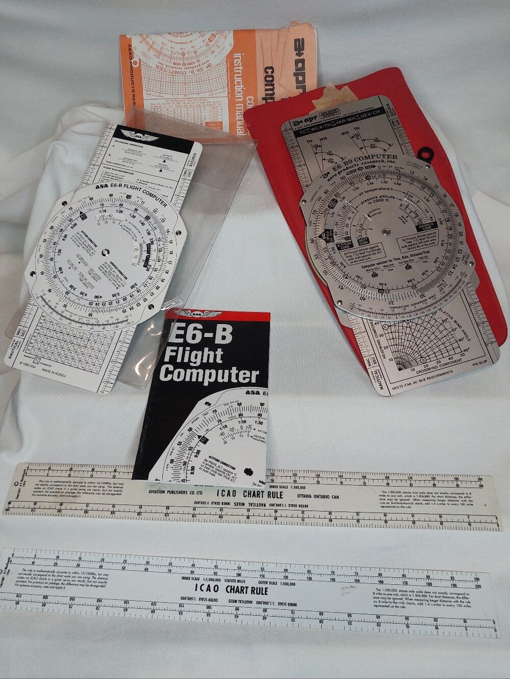 Vintage Pilot Flight Computer Bundle - ASA E6-B & APR E6-B9 Nav Rules